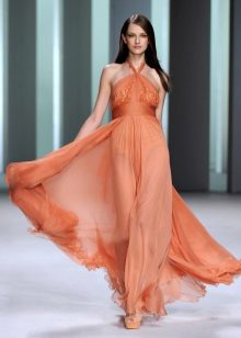 Transparent evening dress in the floor is inexpensive