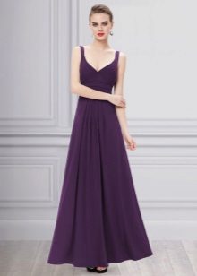 Evening purple dress to the floor is inexpensive