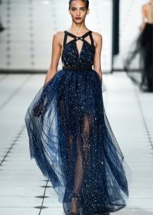 Evening fluffy chiffon dress