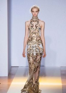 Short evening dress with gold