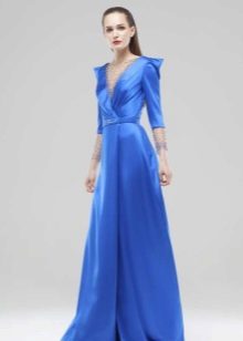 Blue evening dress with sleeves