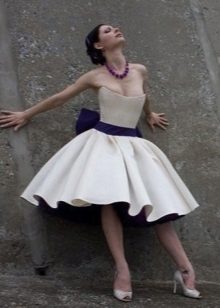 Wedding magnificent dress short with a blue belt