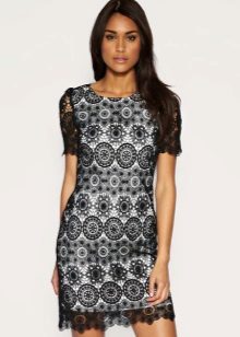 Short dress with crochet sleeves from the catwalk