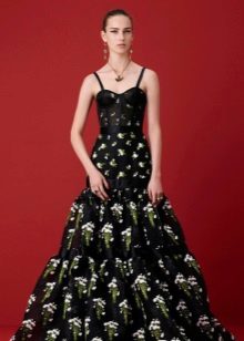 Evening dress with transparent corset