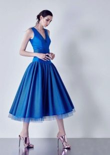 Blue evening dress with a blue corset