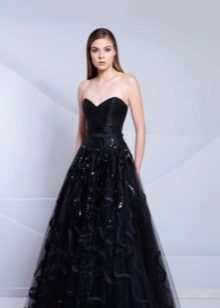 Black evening dress with a corset