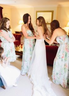 Multicolored bridesmaid dresses