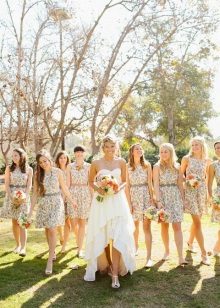 Multicolored bridesmaid dresses