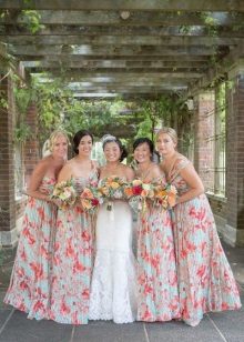 Multicolored bridesmaid dresses