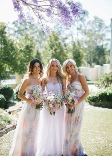 Multicolored bridesmaid dresses
