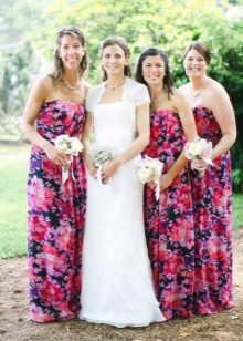 Multicolored bridesmaid dresses