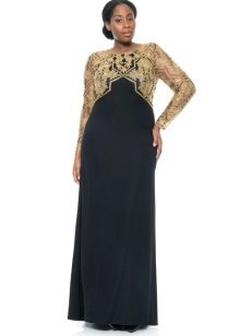 Black evening dress with a gold bodice for the full wedding