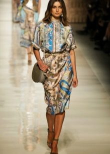 Summer evening dress with midi print