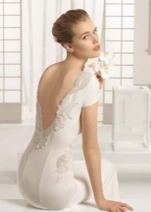 Wedding dress with decor on the neckline to match the dress