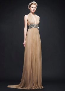 Empire beige evening dress