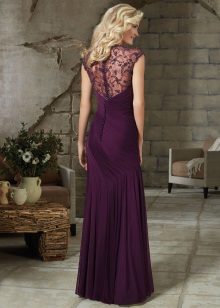 Evening dress for women 40 years with a lace back