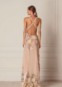 Evening dress for prom with a fully open back
