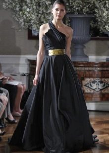 Black wedding dress on one shoulder
