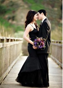 Black mermaid wedding dress