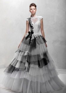 Wedding dress with black frill