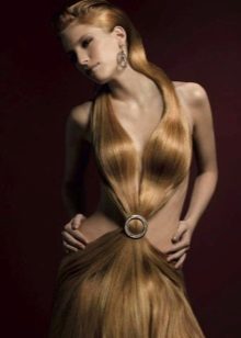 Evening dress from the hair with a deep neckline