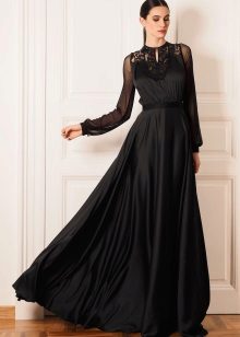 Black evening dress festive to the floor