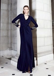 Blue evening dress to the floor