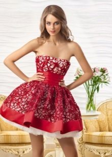 Red evening lace dress