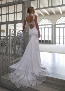 Wedding dress with train and open back