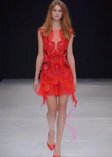 Short red evening dress