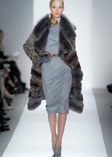 Silk evening dress with fur coat