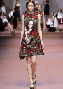 Evening dress with a print for the new year