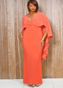 Coral evening dress for full