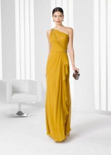 Greek evening dress on one shoulder