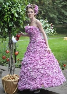 Evening dress made from a-silhouette flowers