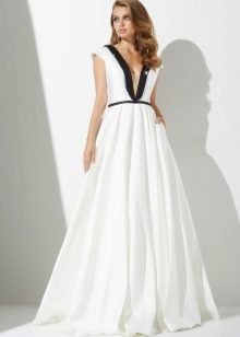 Sexy evening dress with deep a-silhouette neckline