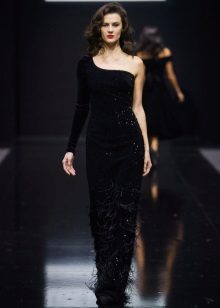 Velvet dress asymmetrical