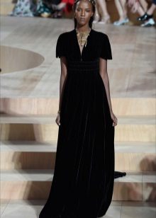 Velvet dress with a deep neckline