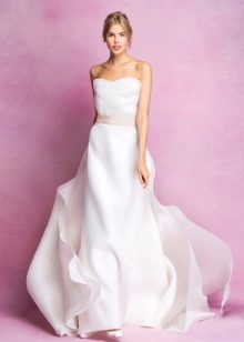 Wedding dress with a pink belt