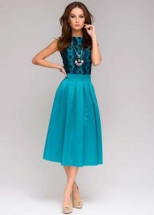 Turquoise dress with black