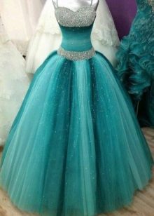 Fluffy turquoise dress