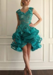 Fluffy turquoise lace dress