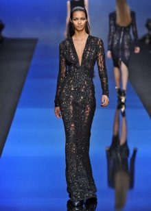 Black evening dress from guipure