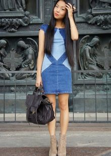 Two-tone denim dress