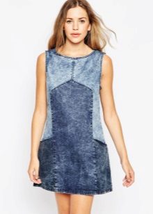 Two-tone denim dress