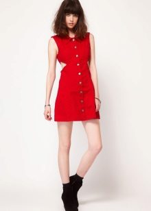 Red denim dress