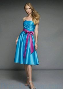Pink belt to blue dress