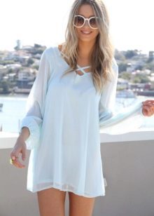 Long sleeves in a blue dress