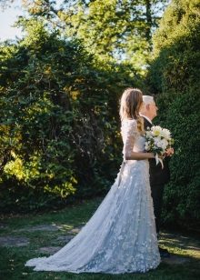 Blue evening dress with sleeves