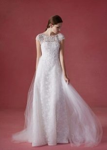 Classic style wedding dress with lace top